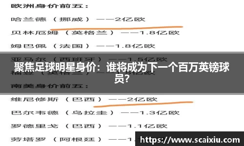 聚焦足球明星身价：谁将成为下一个百万英镑球员？